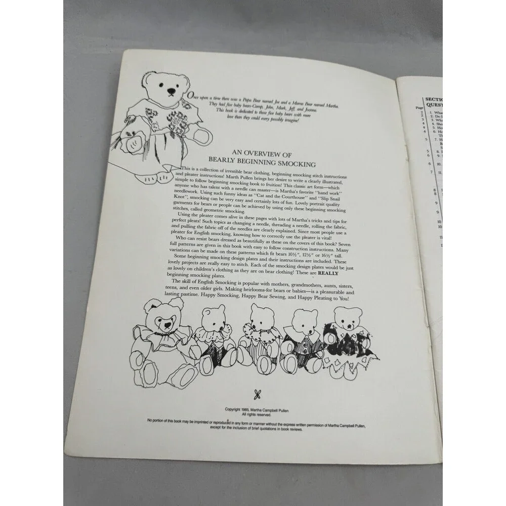 Martha Pullen Bearly Beginning Smocking Hand Sewing Book 1985 Vintage